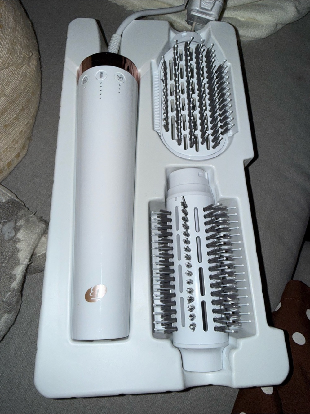 T3 AireBrush Duo Interchangeable Hot Air Blow Dry Brush White/Rose Gold 76650